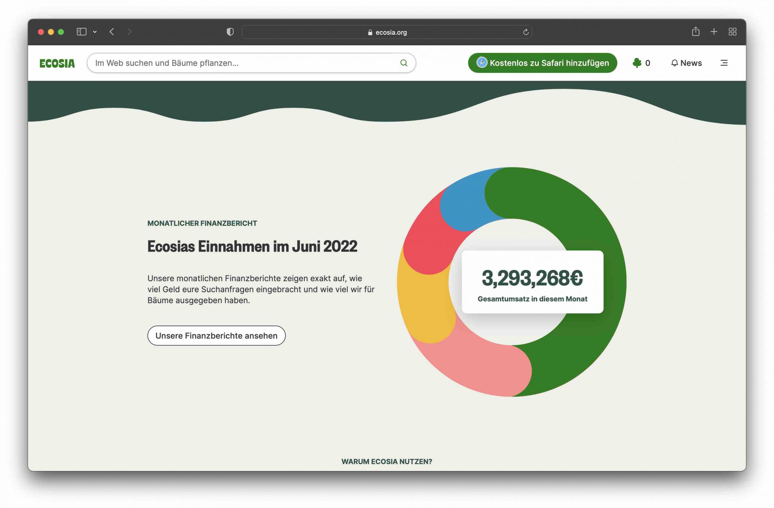 Nachhaltige Suchmaschine Ecosia