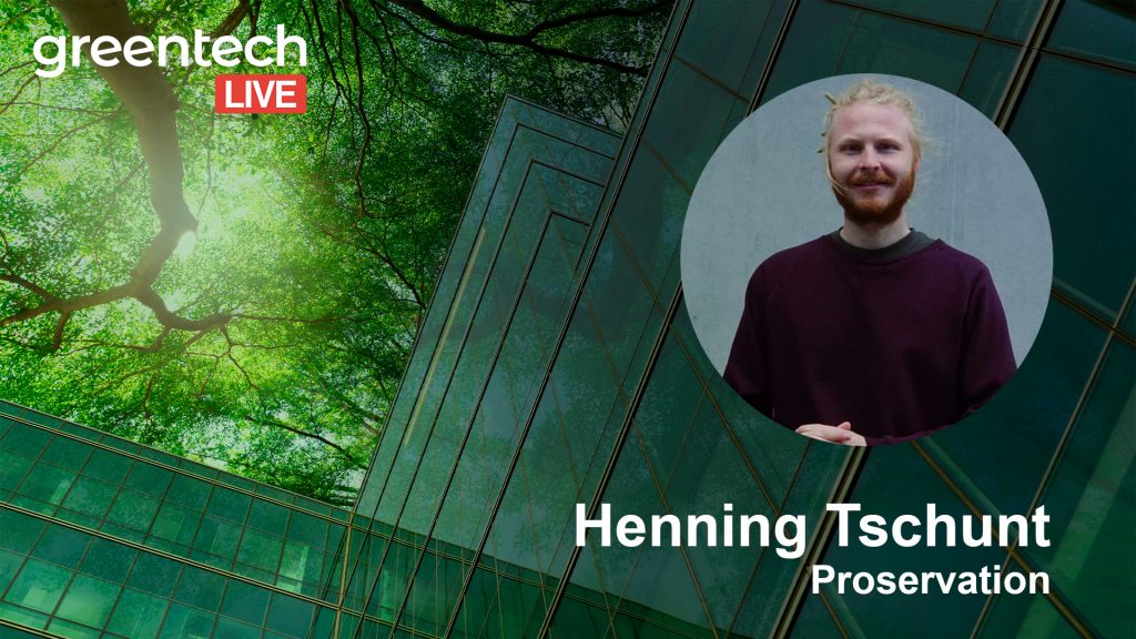 Speaker Henning Tschunt von Proservation live on stage bei der Greentech.LIVE Konferenz