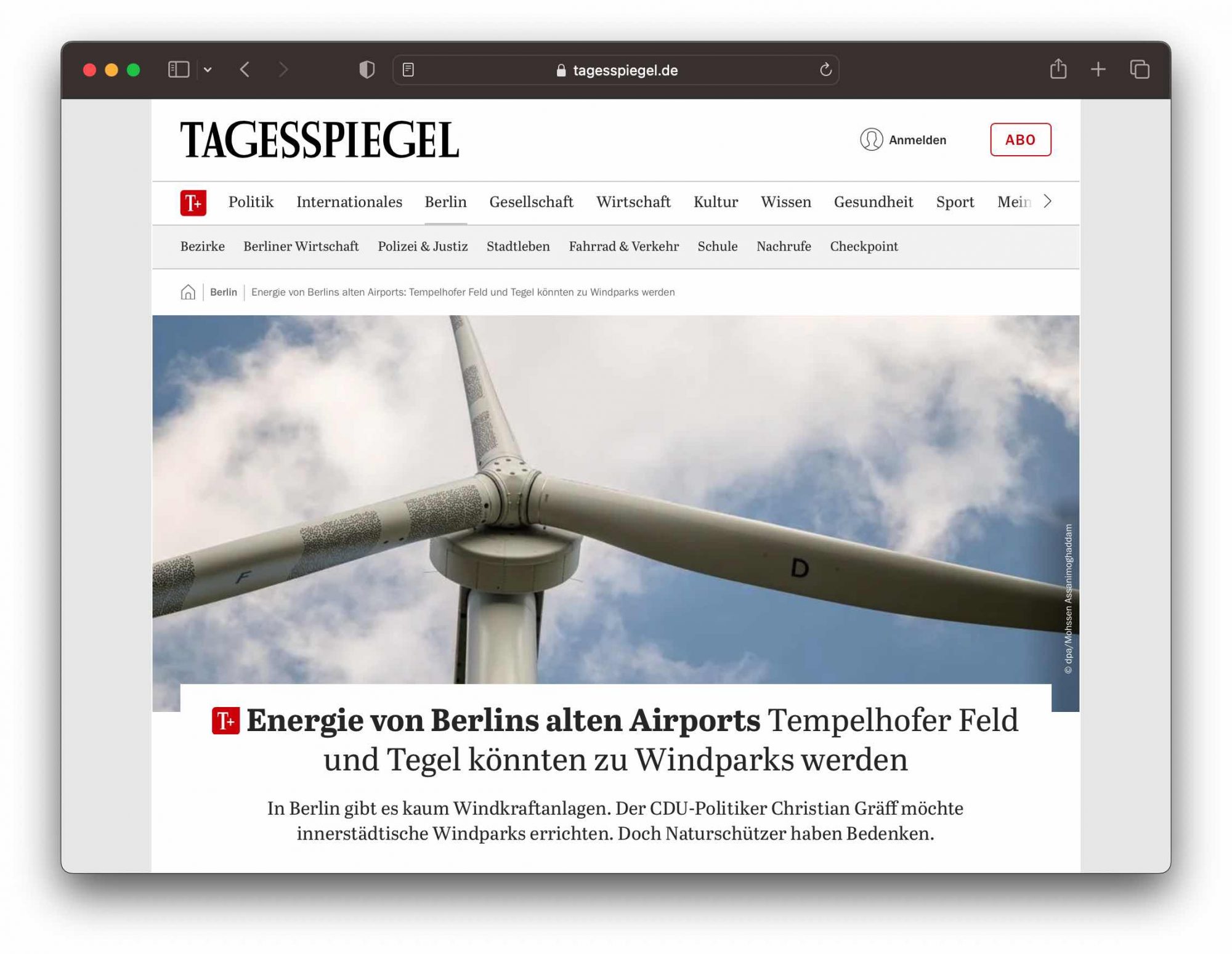 Greentech Berlin Wind Energy Plant Tegel Tempelhof Airport